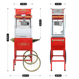 Popcorn Machine On Wheels, 20 Ounce Capacity, 1440W - Red