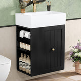 Modern Bathroom Vanity With Sink, Storage Cabinet, Drawer & Side Shelf