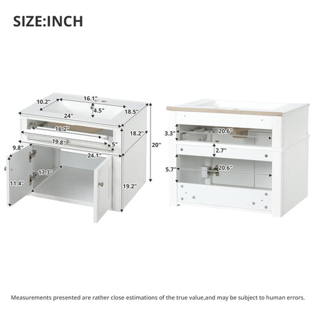 Wall Mounted Bathroom Vanity With Tip Out Drawer And Open Back Design