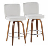 Henry - Contemporary Fixed Height Counter Stool With Swivel With Round Footrest (Set of 2)