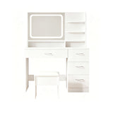 Vanity With LED Mirror And Storage Drawers For Bedrooms - Cream White