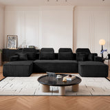 Sectional Sleeper Sofa & Storage Pockets, Modular Couch With Throw Pillows For Living Room