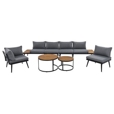Modern Outdoor Sectional Sofa Set With Nesting Coffee Tables