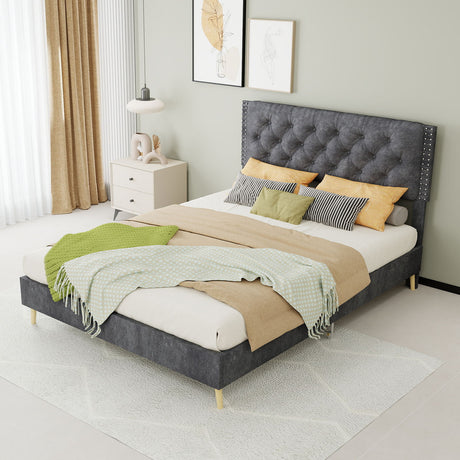 Upholstered Bed With Tufted Headboard
