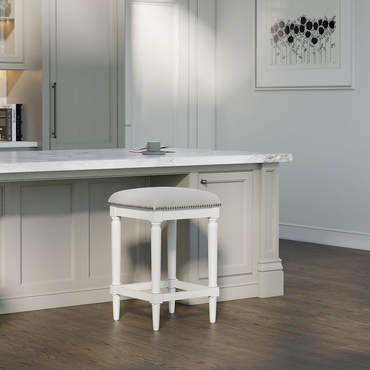 Square Stool With Upholstered Seat
