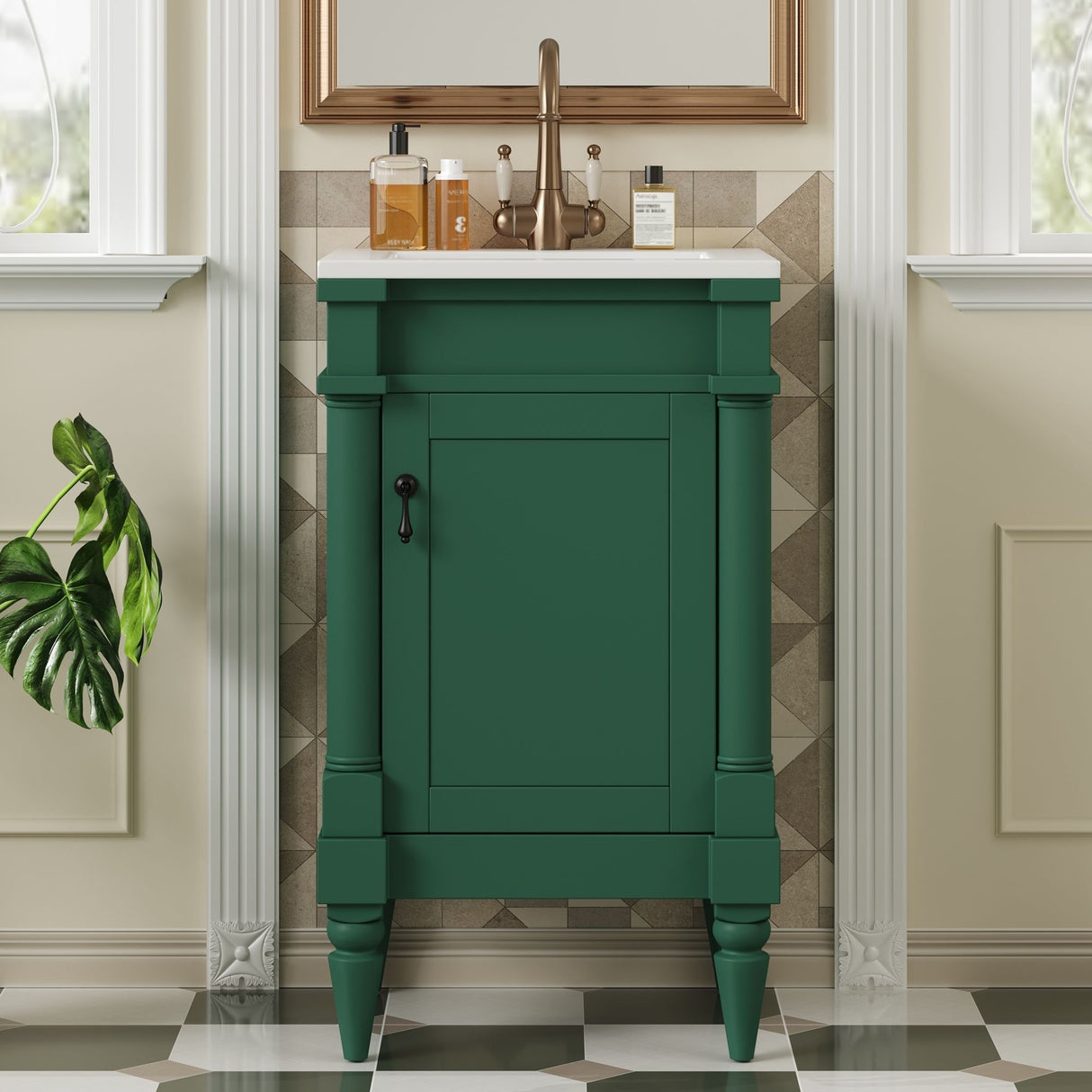 Bathroom Vanity With Sink, Storage Cabinet With Door, Drop In Sink, Compact Freestanding Design