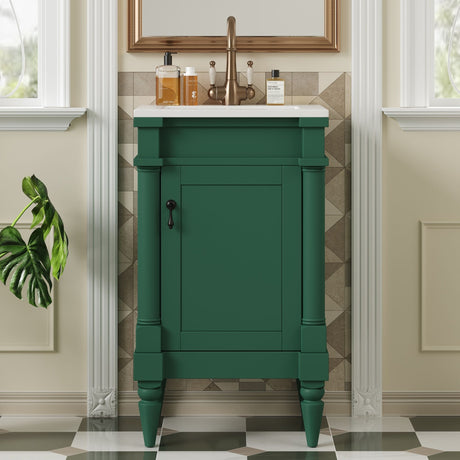 Bathroom Vanity With Sink, Storage Cabinet With Door, Drop In Sink, Compact Freestanding Design