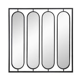 Large 4 Oval Wall Mirror With Square Frame, Home Decor For Living Room, Bedroom, Entryway, Office - Black