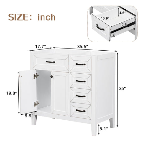Modern Bathroom Vanity Base Only, 2 Doors And 3 Drawers