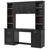 Computer Desk With Hutch, Workstation With Desk Grommet & Keyboard Tray
