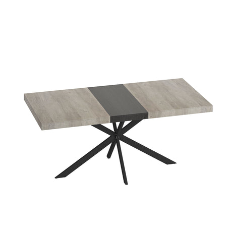 Retro Rectangular Stretch Dining Table With Embossed Center Plate