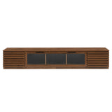 TV Stand With LED Lighting, Soft Closing Hinges, Cable Management - Walnut