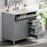 Bathroom Vanity With Sink, Cabinet With 3 Drawers And Adjustable Shelf