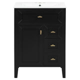 Bathroom Vanity With Sink, 3 Drawers & Cabinet With 2 Tier Door Storage Rack, Soft Close Doors & Drawers