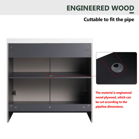 Contemporary Freestanding Bathroom Vanity With Resin Sink & Soft-Close Cabinet Doors