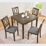 5 Piece Dining Table Set With 4 Chairs - Walnut
