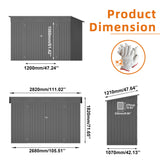 Outdoor Storage Shed, Tool House With Sloping Roof, 6 Vents And 2 Swing Doors For Backyard - Gray