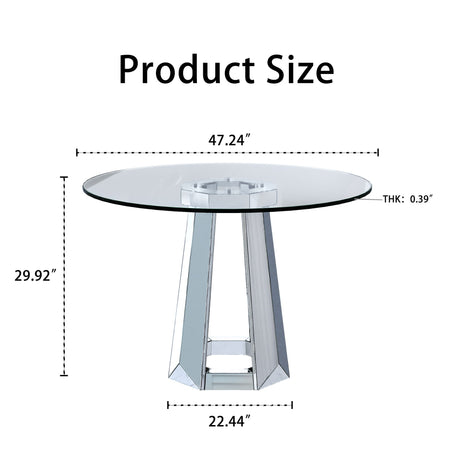 Round Dining Table For Kitchen - Silver
