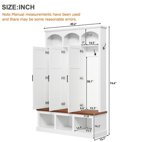 Classic Arched Design Hall Tree With 3 Hidden Storage