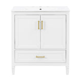 Elegant Fluted Bathroom Vanity With Sink, Soft Close Doors & Drawer