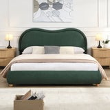Upholstered Platform Bed Frame With Curved Headboard