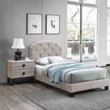 Button Tufted Bed With Nailhead Trim