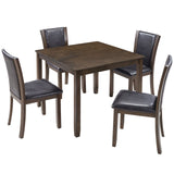 5 Piece Dining Table Set With Chairs - Dark Walnut