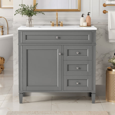 Bathroom Vanity With Top Sink, 2 Drawers, Tip Out Drawer