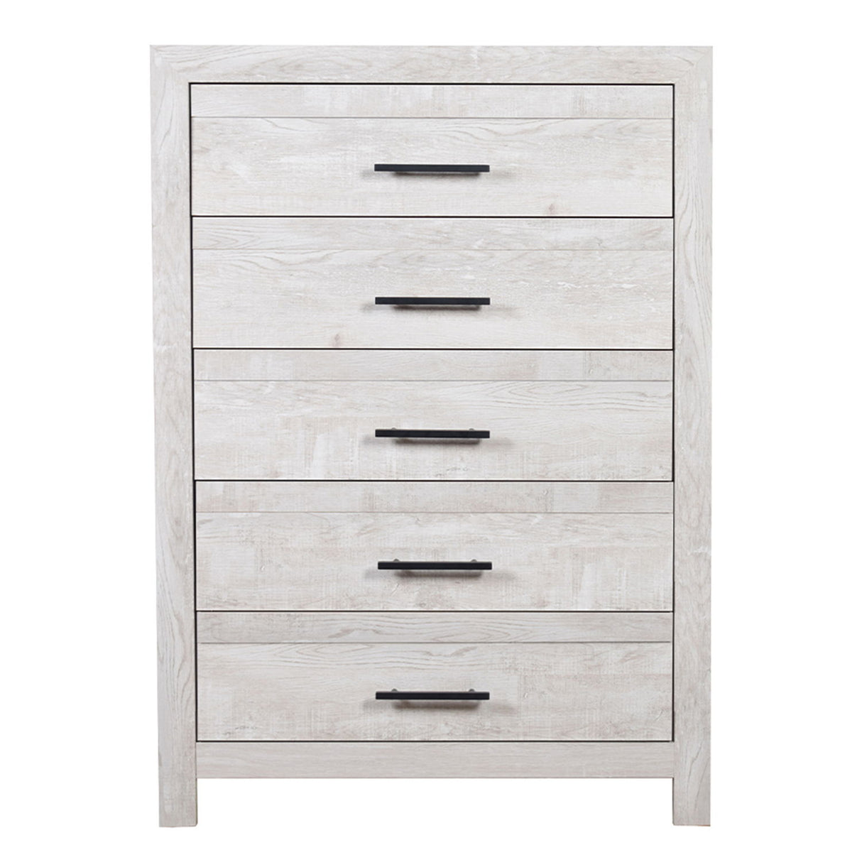 Modern Style 5 Drawer Chest In Natural Rustic Wood With Clean Lines And Spacious Storage