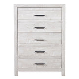 Modern Style 5 Drawer Chest In Natural Rustic Wood With Clean Lines And Spacious Storage