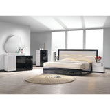 5 Drawer Chest Storage Unit, Clothes Organizer, Geometric Pattern - White / Black