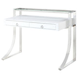 Serrano - 2 Drawer Writing Desk With Polished And Tempered Glass Hutch - Glossy White