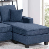 Sectional Set With USB Port Right Arm Chaise, Armless Loveseat, Left Arm Chaise, 3 Piece, Includes Matching Pillows - Dark Blue