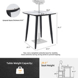 Outdoor Bar Table, Rounded Square Sintered Stone Top With Umbrella Hole, Rust Free Frame, Weatherproof - Ember Black / White