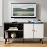 Amidon - TV Stand, With 2 Storage Shelves And 1 Cabinet