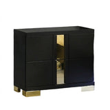 Contemporary Nightstand With 2 Drawer Storage - Black