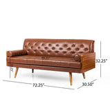 Adelaide - Tufted Sofa With Rolled Accent Pillows - Light Brown