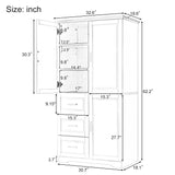 Tall And Wide Storage Cabinet With Doors For Bathroom Or Office, 3 Drawers - Gray