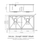 Stainless Steel Undermount Kitchen Sink With Double Bowl