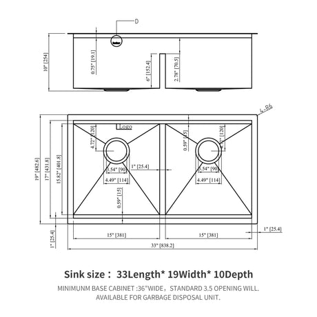 Stainless Steel Undermount Kitchen Sink With Double Bowl