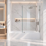 Frameless Bathtub Shower Screen, Reversible Installation