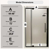 Semi Frameless Pivot Hinged Shower Door, Reversible Design