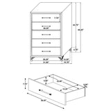 Chesney - 5 Drawer Chest With Trim - White
