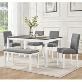 6 Piece Dining Table Set With Bench And Chairs
