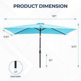 Rectangular Patio Umbrella With Crank Tilt, Polyester UV-Resistant Canopy