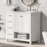 Bathroom Vanity With Sink Top, Bathroom Vanity Cabinet With 2 Doors And 2 Drawers, Open Shelf