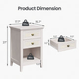 Nightstand With 2 Drawers & Shelf - White