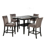 5 Piece Counter Dining Set With Table, Chairs - Black / Brown