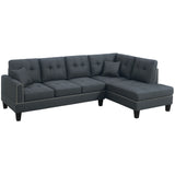 2 Piece Sectional Set With Nailhead Trim, Sofa And Matching Accent Pillows - Charcoal