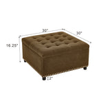 Square Tufted Storage Ottoman With Nailhead Trim